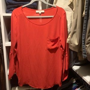 Orange scoop Neck Shirt